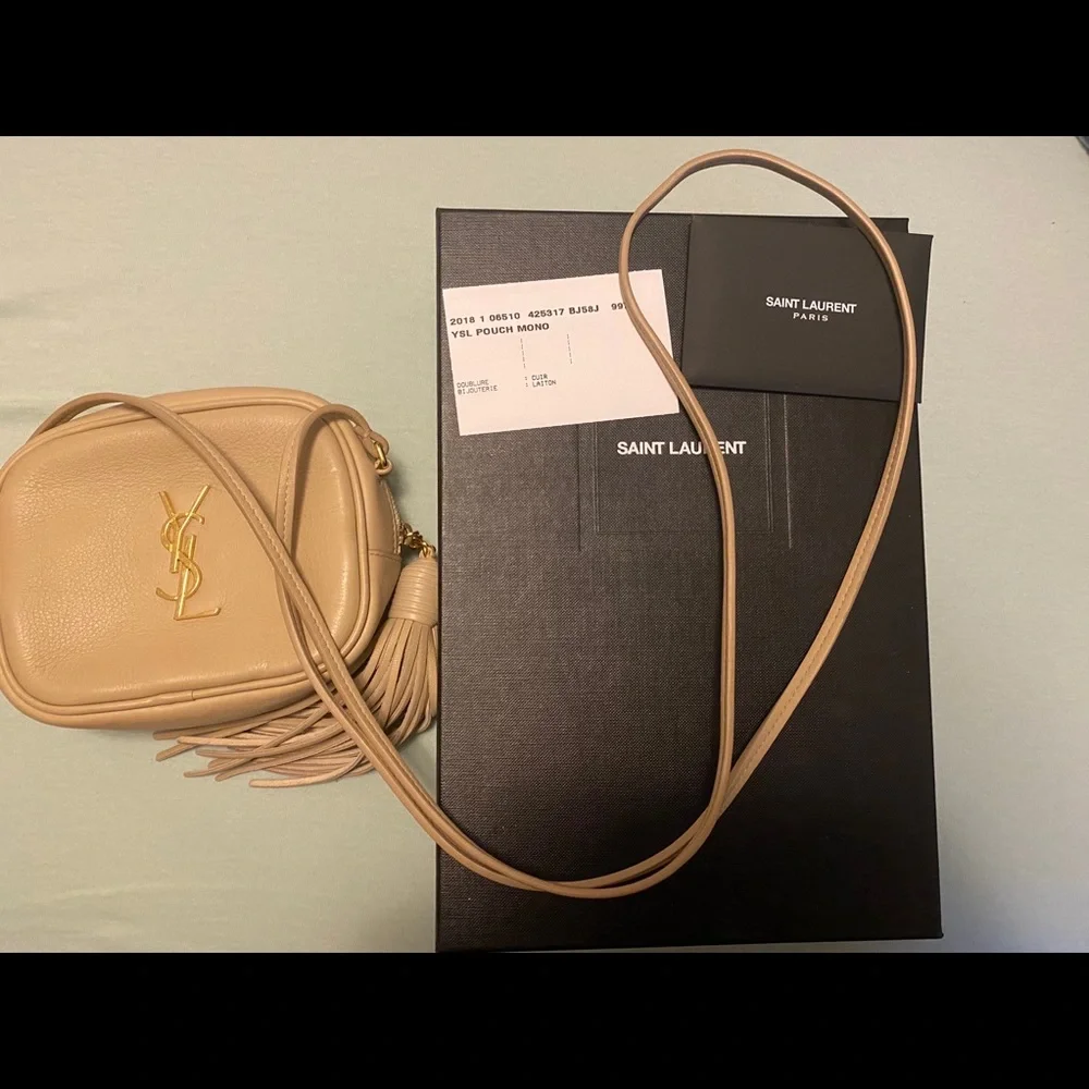 Yves Saint Laurent Nude Beige Leather Tassel Crossbody
